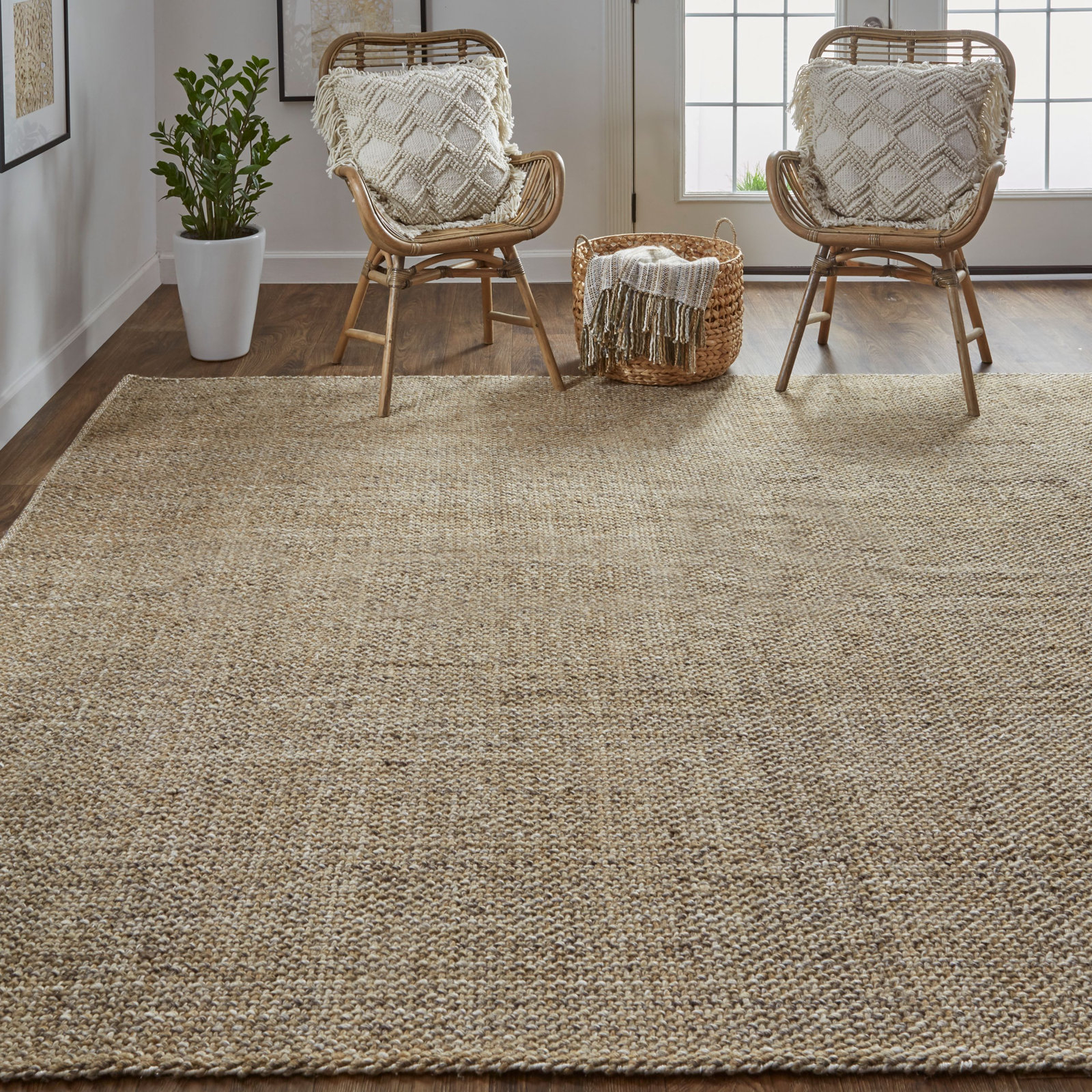 Fleurette Handmade Brown Rug, Rectangle 12' x 15'