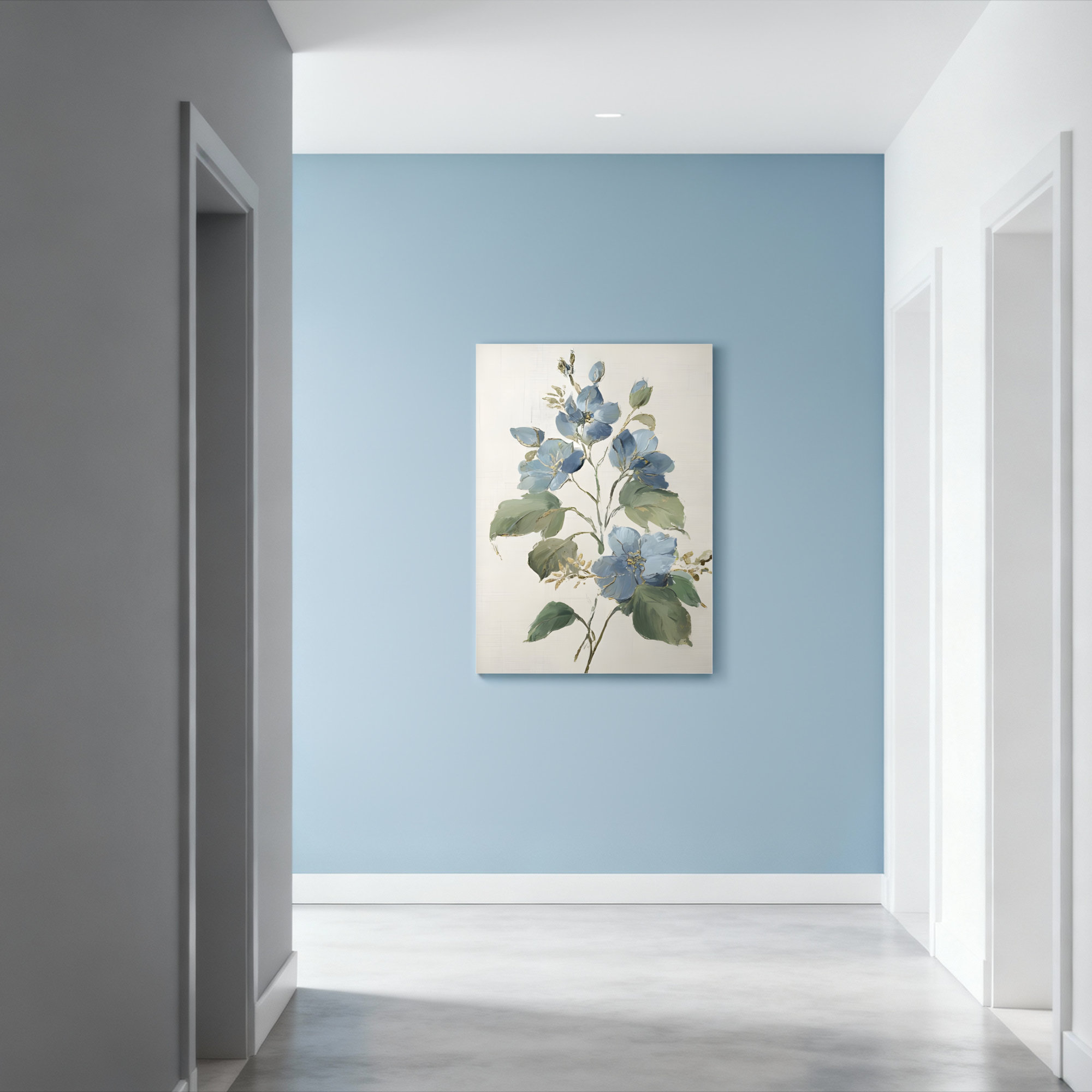 Winston Porter Blue Floral Watercolor Canvas Wrapped Wall Art Oil ...