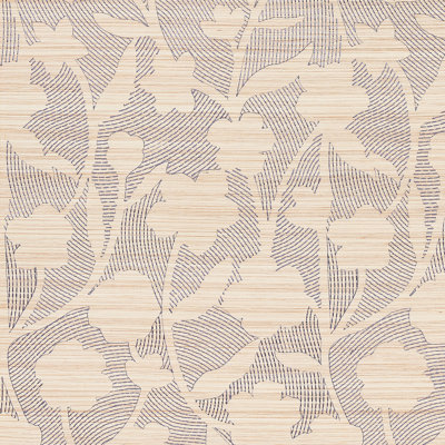 Kantha Embroidered Flower Sisal Wallpaper