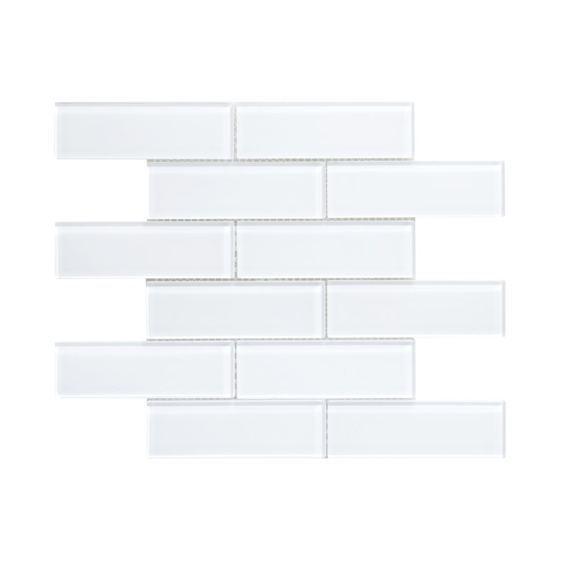 Premium 2" x 6" Straight Edge Glass Mosaic Subway Tile, White
