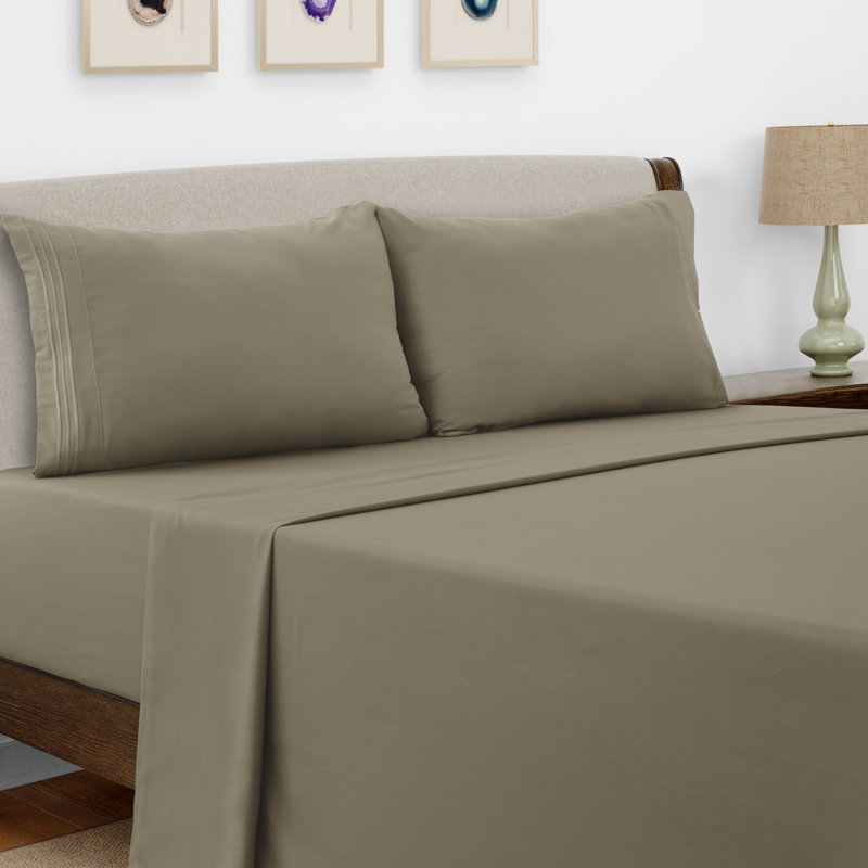 Ensemble de draps en microfibre 6 pièces Lux Decor, Ensemble de draps pour lit simple TG + 1 drap-hous, Beige