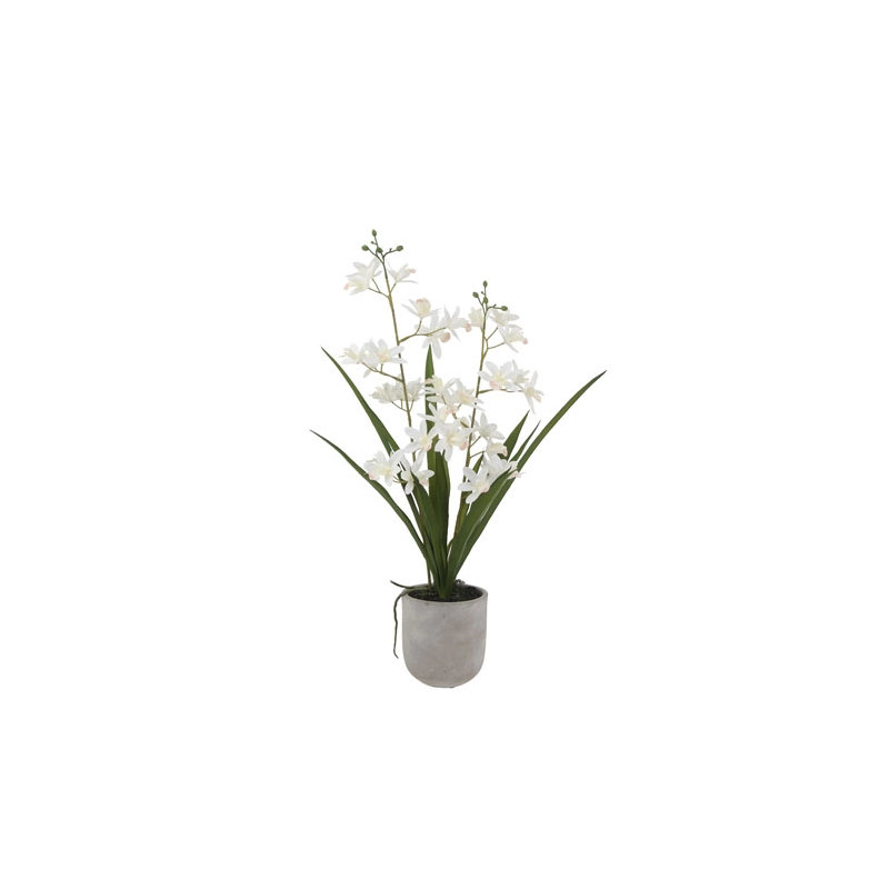 20.5" Artificial White Orchid in Vanda Pot