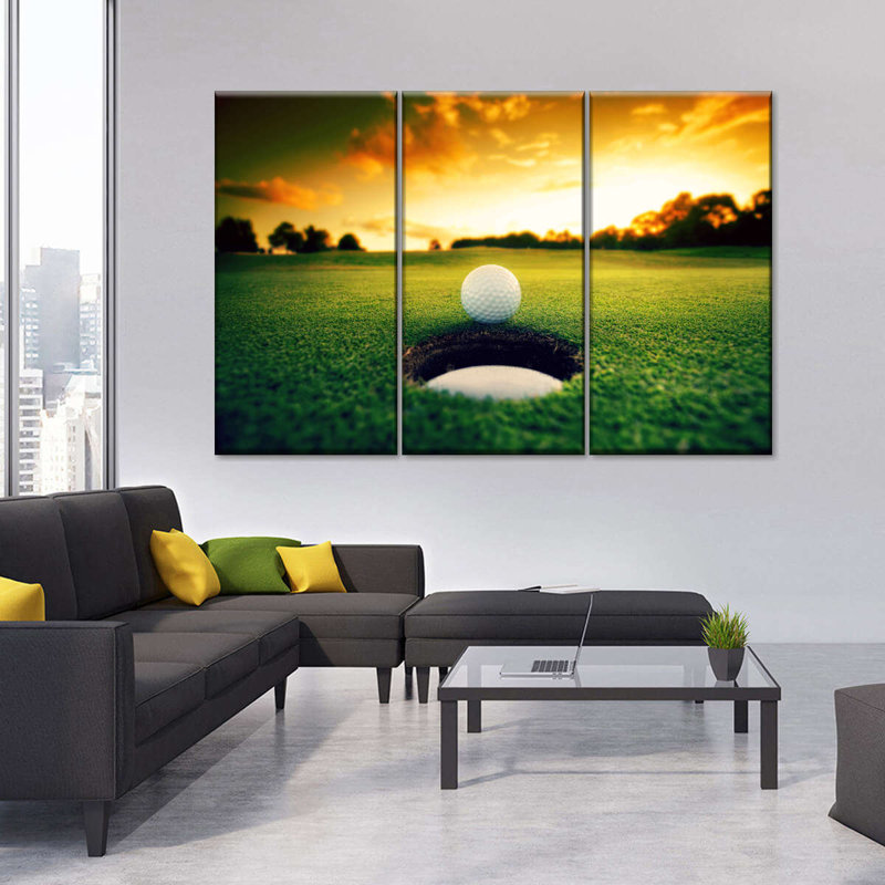 " Golf Ball " 3 - Pieces, 24" H x 38" W x 1.25" D