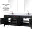 Meuble-lavabo double 84 po L Chêne noir avec plateau en marbre, robinet et 36 miroirs - robinet poli à la main deux fois scellé et durable x 22