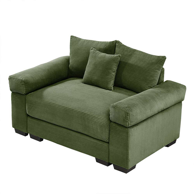Fauteuil très large et épais avec accoudoirs, Vert