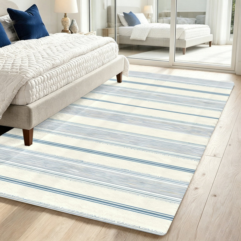 Striped Area Rug Soft Non-Slip Washable Shag Indoor Floor Mat for Living Room Bedroom Home Office and Dining Spaces