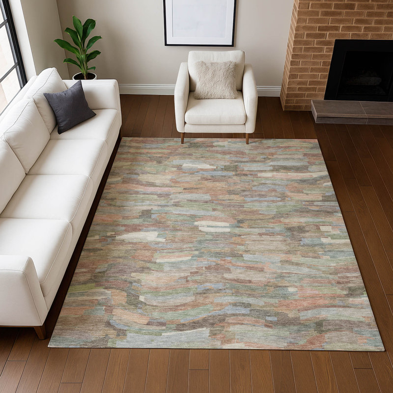 Machine Washable Indoor/Outdoor Huseby ACN2266 Stripes Rug, Rectangle 10 pi x 14 pi