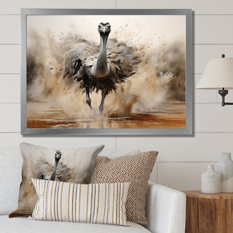 Autruches d'Afrique, impression sur toile, H 12 po x l 20 po x P 1 po, Cadre photo argenté