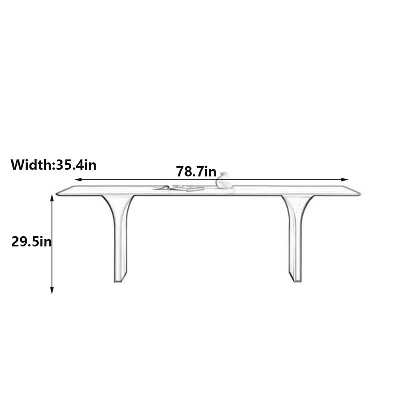 Table de salle à manger Italian, H 29,5 po x L 78,7 po x l 35,4 po