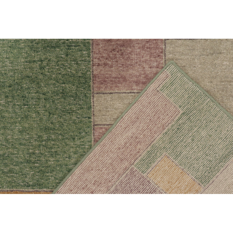 Distressed Homage Hand Knotted Wool Geometric Area Rug, Rectangle 6' x 9'