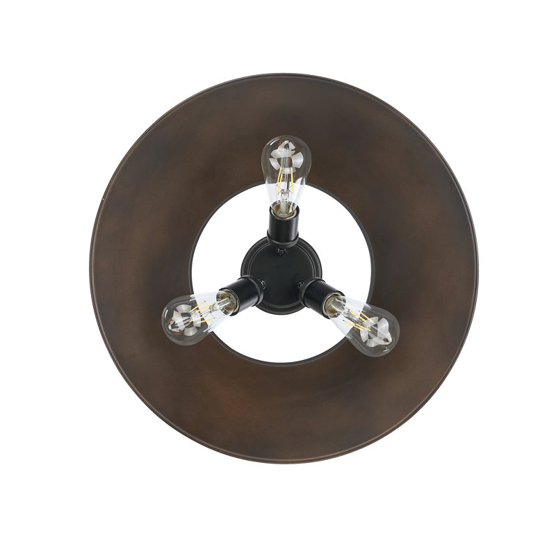 Plafonnier encastré 3 lumières Weatherford, Noir mat, Rubbed Bronze