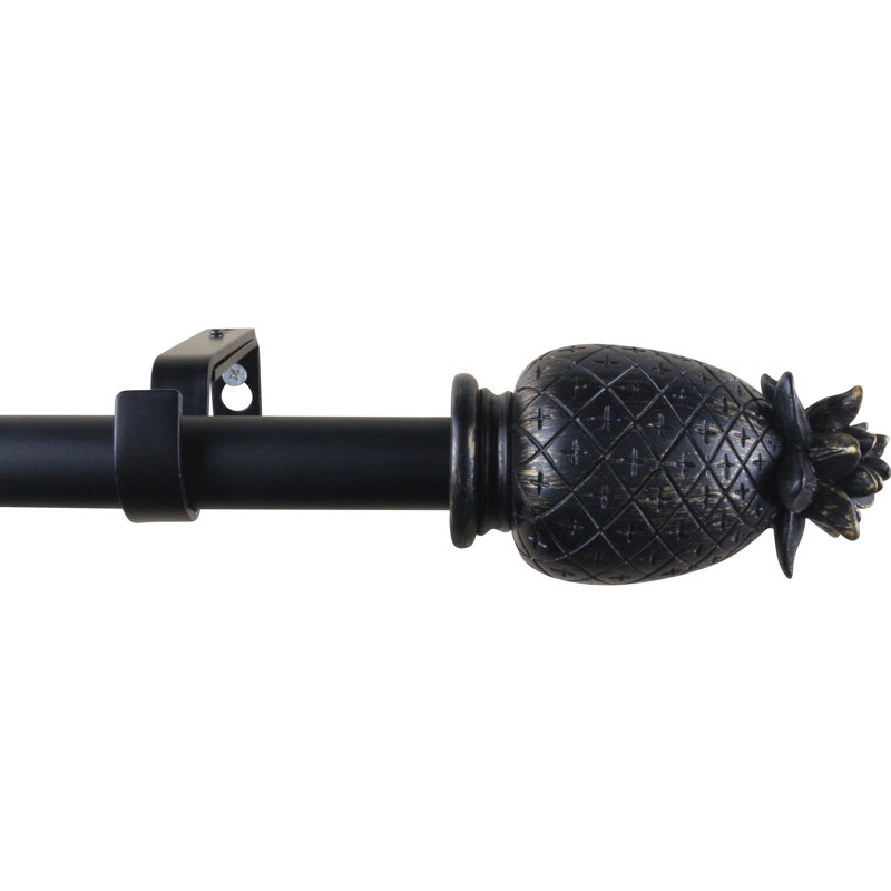 Tringle à rideaux simple réglable 1 po Bertita, l 84 po à 120 po, Doré brûlé / noir