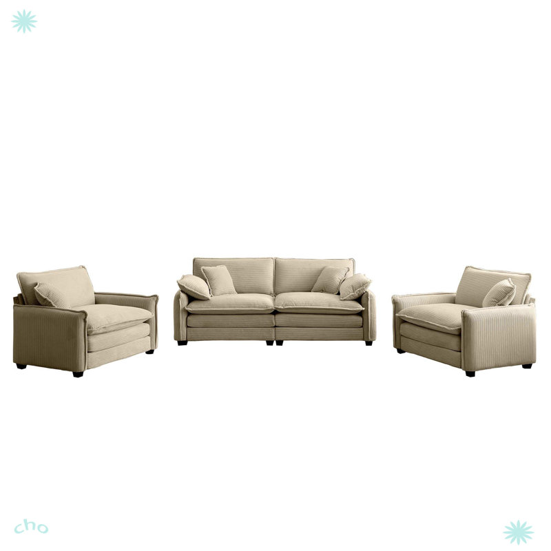 Ensemble de canapé luxueux et sophistiqué avec coussins et coussins moelleux pour le salon, Tanné