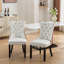 Ensemble de 2 chaises rembourrées avec pieds en bois et garniture cloutée