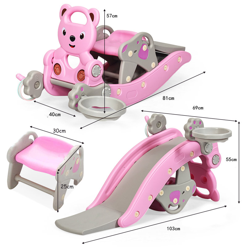 Toler 4 In 1 Children Rocker, Pink/Grey