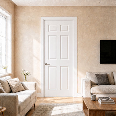 24'' X 80''H 6 Panel Manufactured Wood French Doors For Closet & Bedroom Interior Pantry Primed Slab Door