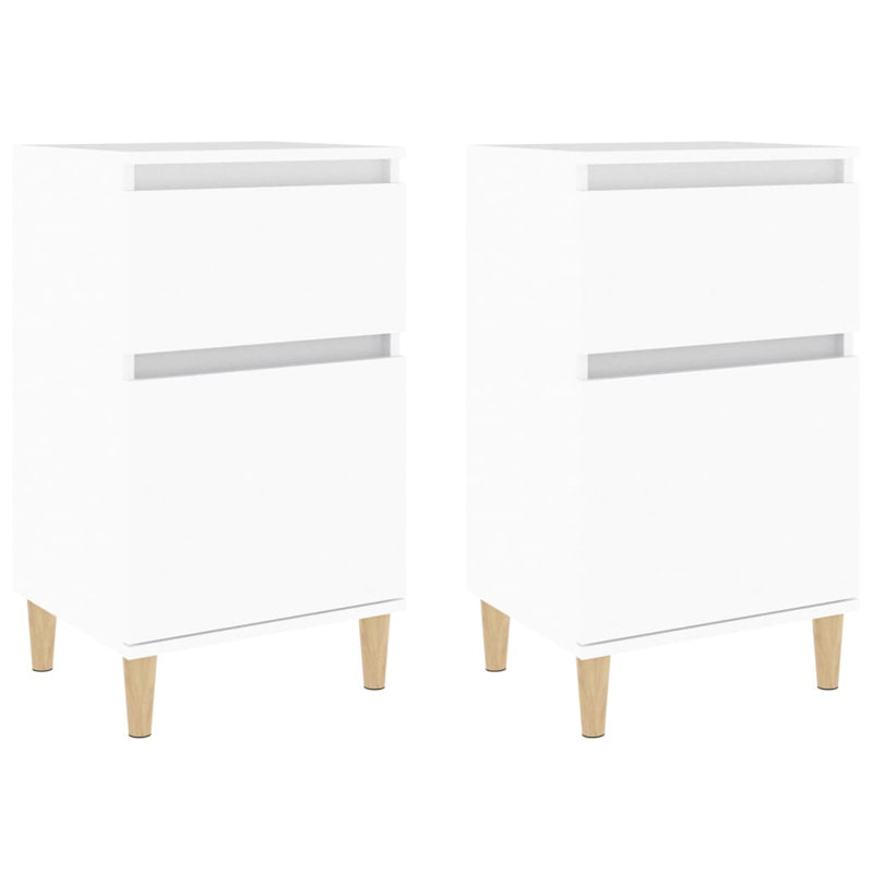 Giesen 40cm W Solid + Manufactured Wood Bedside Table, White, Set of 2