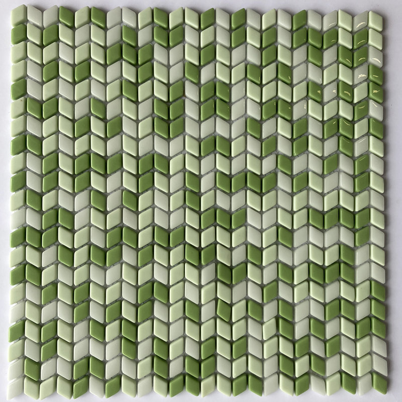 Sicily 0.5" x 0.75" Glass Chevron Mosaic Wall & Floor Tile, Snapdragon