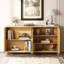 Buffet en bois de style campagnard de 63 po avec tablettes réglables-2124768977