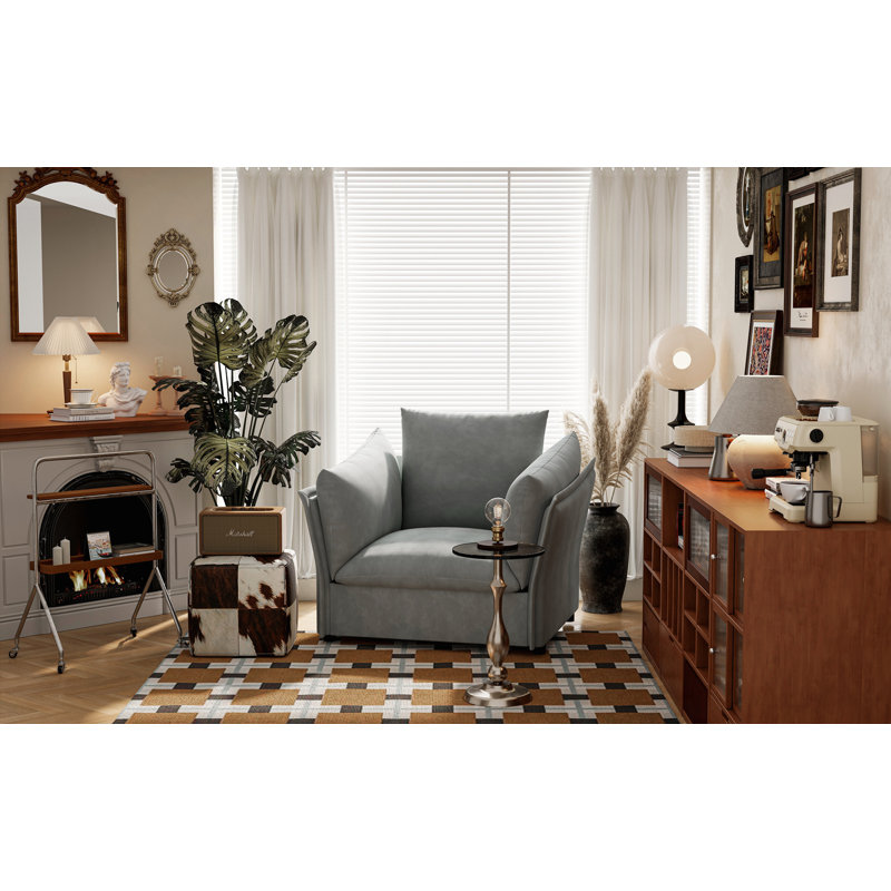 Modern Style Chenille Oversized Armchair, Gray