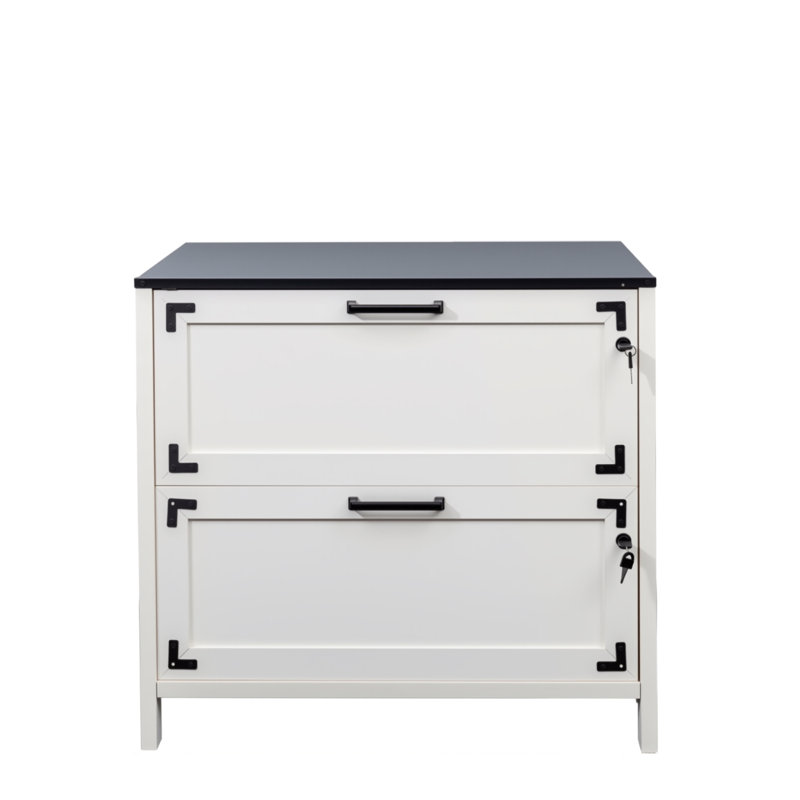 File Cabinet with 2 Drawers and Lock, White
