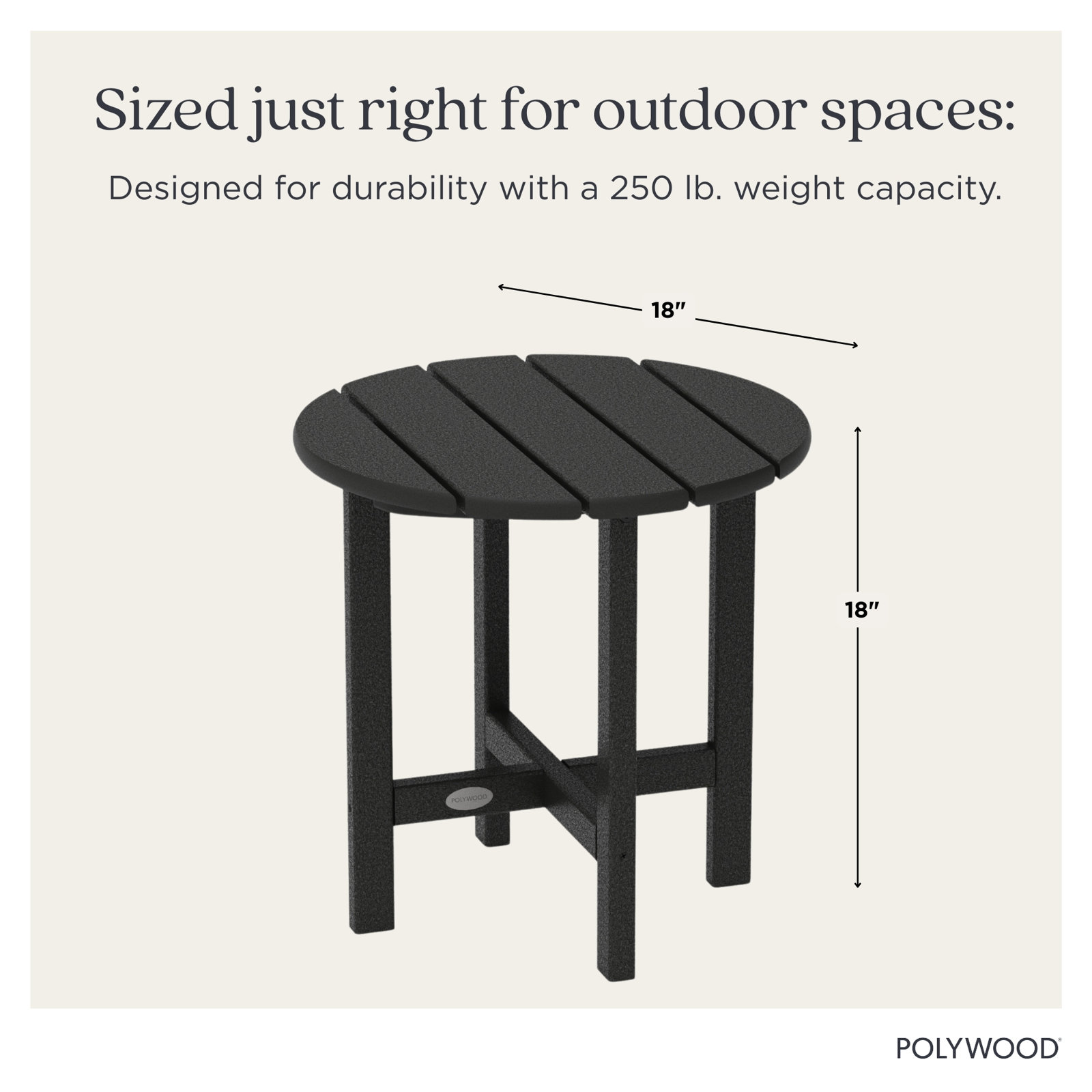 POLYWOOD® Tables 18" Patio Side Table, Navy