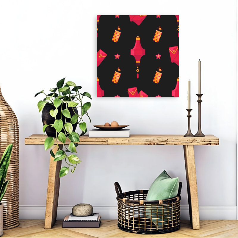 Motif de nouvel an lunaire, fleur traditionnelle, H 24 po x l 24 po