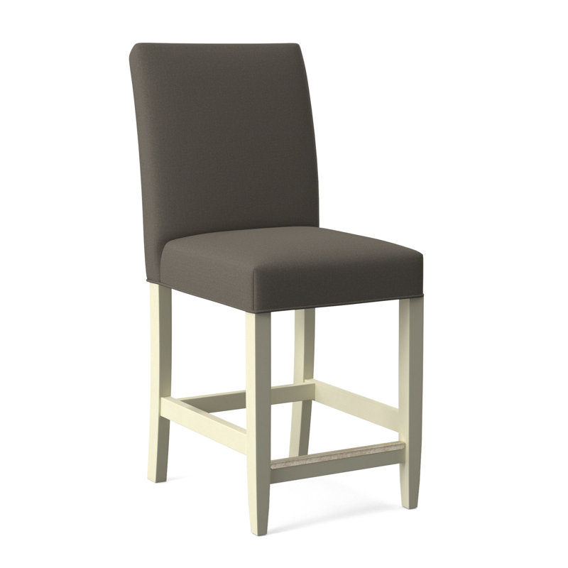 Manhattan Upholstered Stool with Solid Wood Frame, Gray Sugar Performance; 0863-84, Navy Finish