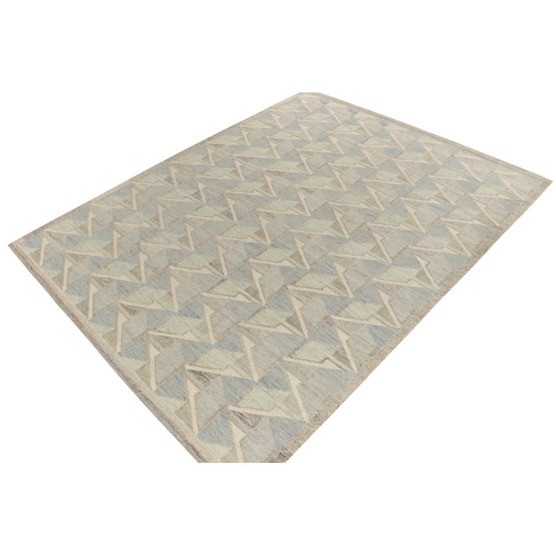 Scandinavian Wool Geometric Area Rug, Rectangle 6' x 9'