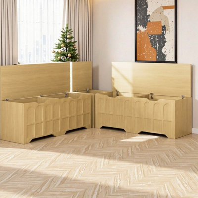 Banc de rangement modulaire en L 3 pièces avec coussin amovible Rosala, organisateur d'angle 63 po x 63 po x 19 po