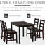 5 pièces, table et chaises rustiques brun châtaignier. Fabriqué en pin massif et élégant. Table compacte familiale. Facile à nettoyer. Convient à divers endroits comme la maison, les cafés, les bars.