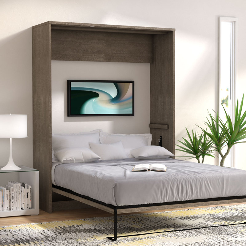 Osterman Murphy Bed, Queen, Rustic Brown & White