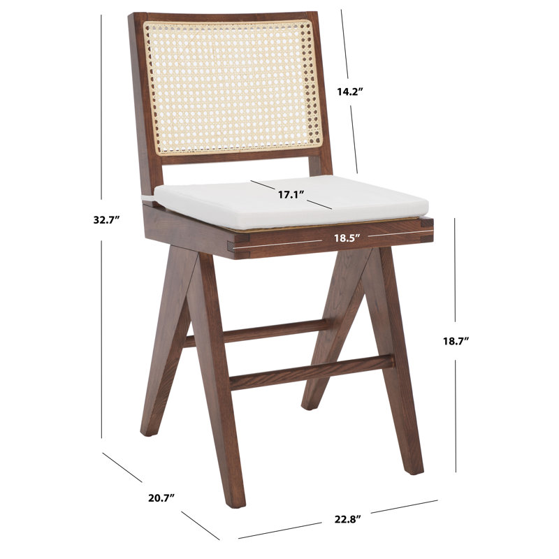 Colette Rattan Barstool, Walnut/Natural, Short Stool (22.1" Seat Height)