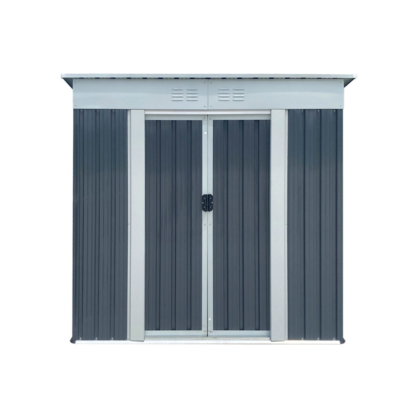 Outdoor Storage Sheds 6Ftx4ft Pent Roof Grey, Navy Blue, 72.5" H x 74.7" W x 45.7" D