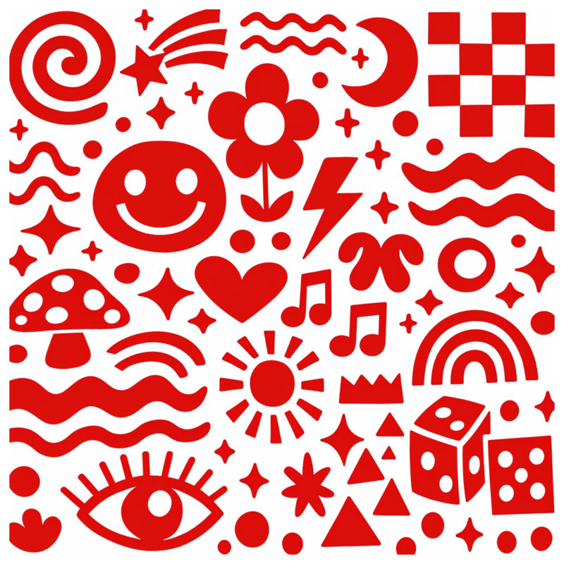 Tapis de bain Red Symbols Collage, 24in W x 17in L
