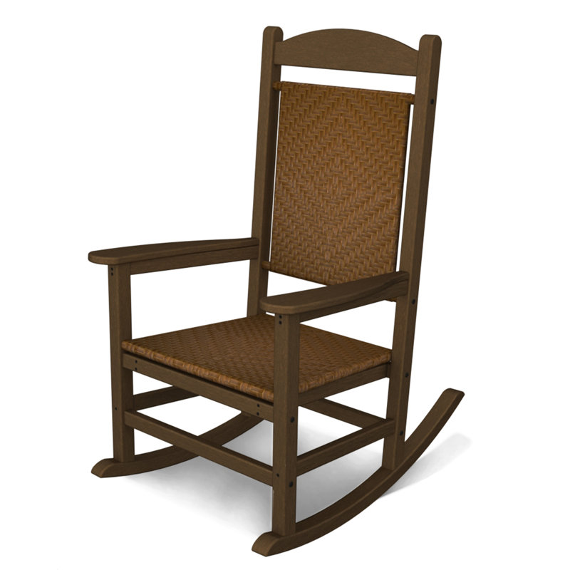 POLYWOOD Classics Woven Rocking Chair, Tigerwood Weave & Teak