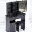 37" Middle Size Left Drawer Desktop Vanity Table + Cushioned Stool, Extra Large Right sliding mirror, Multi Layer High Capacity Storage, Practical Fashionable Dresser, Suitable For Large Space-604393887