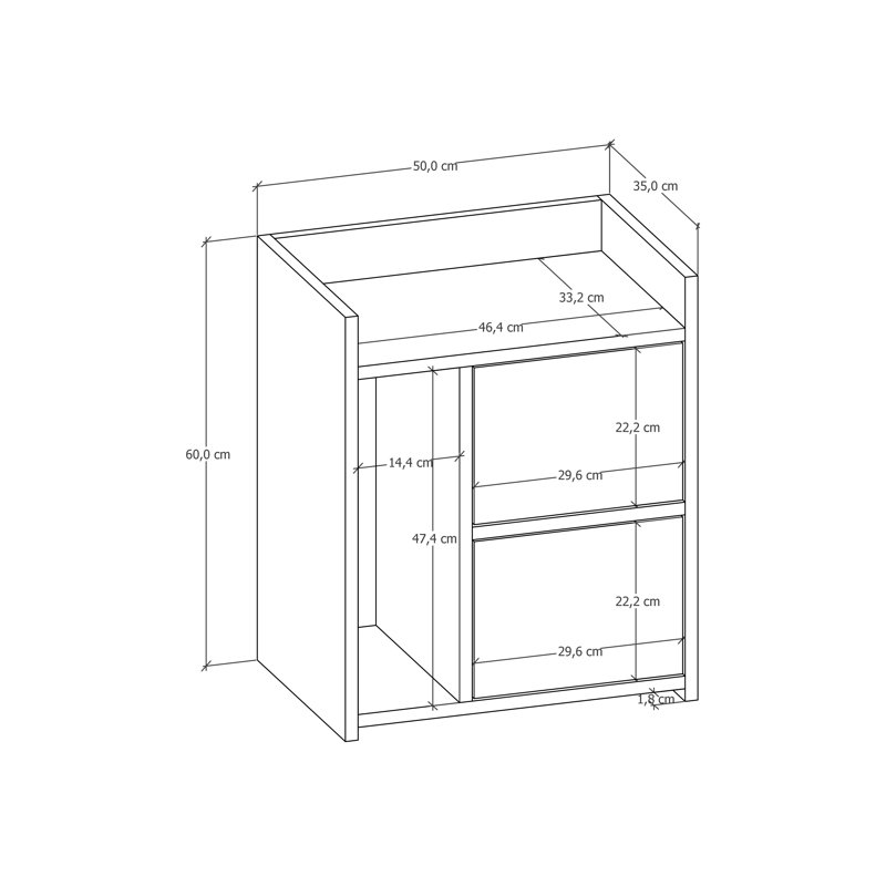Bethellen 50cm W Particle Board Bedside Table, Black