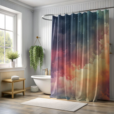 Rideau de douche standard 1 pièce Rainbow Horizon
