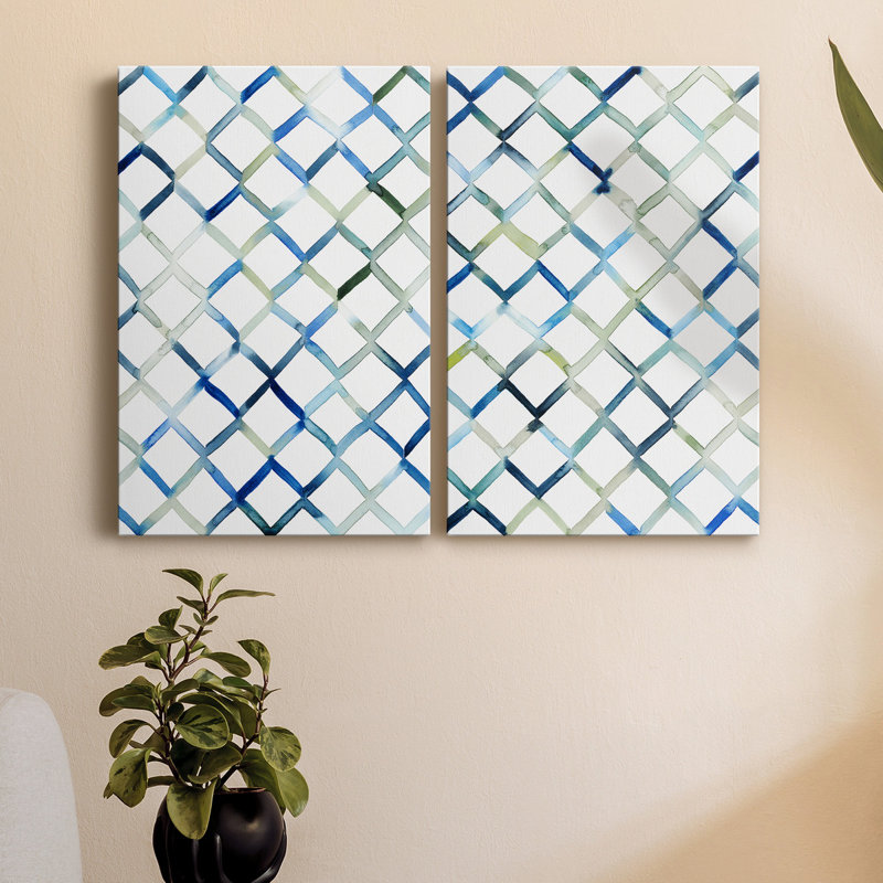 Sea Lattice I, toile tendue avec châssis de qualité supérieure - prête à être accrochée, H 12 po x l 16 po x P 1 po