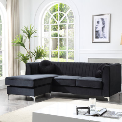 Ballentine Velvet L-Shaped Sectional Reversible