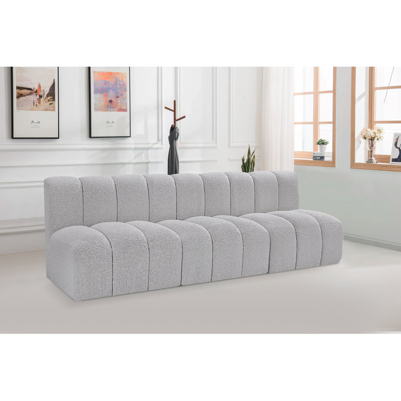 Hrach Upholstered Sectional Reversible, Grey Boucle Fabric