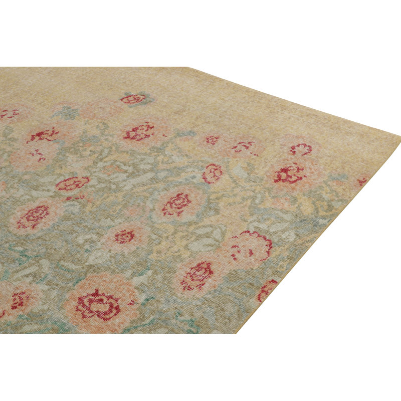 Distressed Homage Wool Floral Area Rug, Rectangle 13' x 19'
