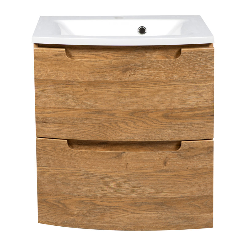Hayoung 22.5'' Single Bathroom Vanity with Acrylic Top, Natural Teak