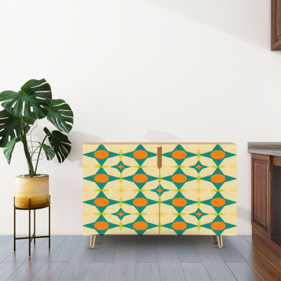 Sideboard Buffet Cabinet with Storage 50s Mid Century Modern colorful Retro vintage abstract with 2 Doors for Living Room and Kitchen by Dakota Fields