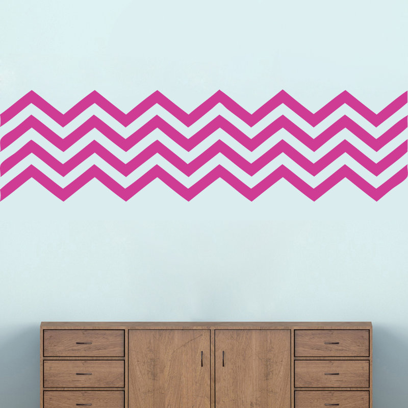 Décalcomanie murale à rayures en chevron, Rose vif