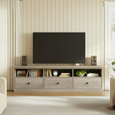 TV Console, With Open Shelves And Storage Drawer
