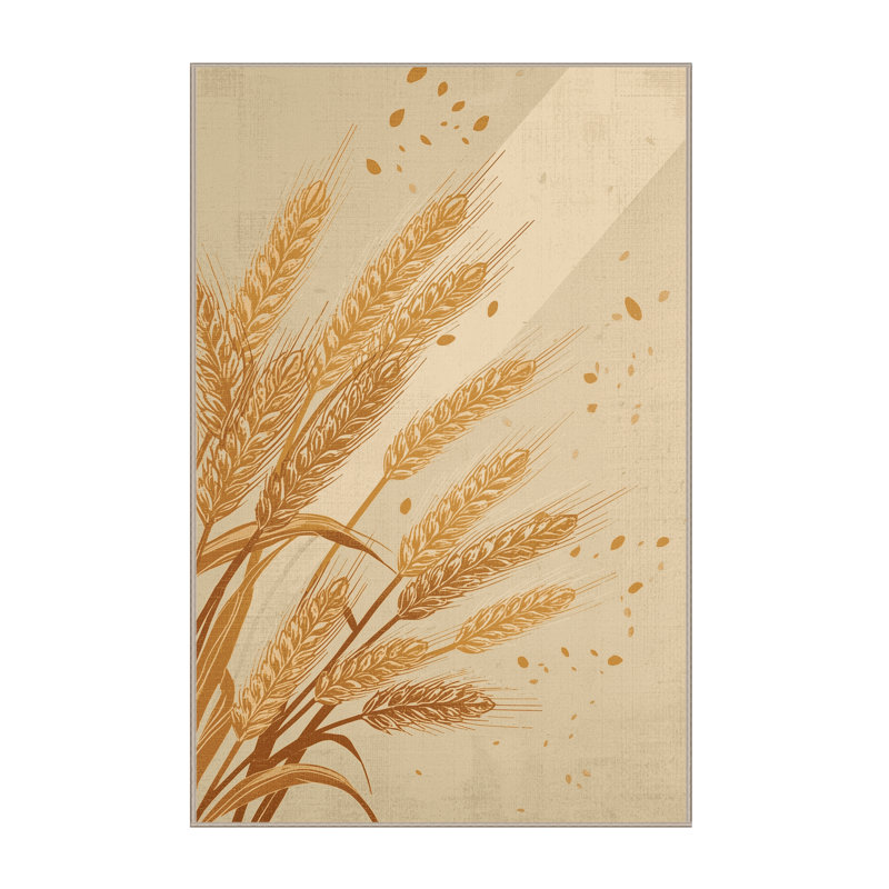 Machine Washable Ortmund Wheat Country Rustic Vintage Look Rug in Beige – Beige Binding, 8x12