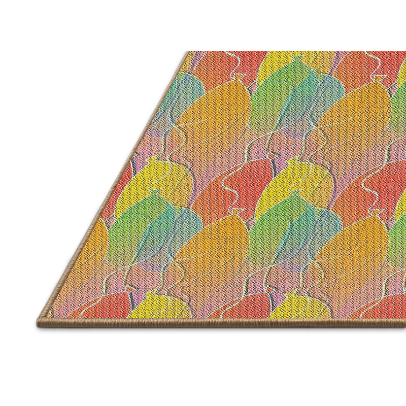 Tapis vert/rouge à motifs, Rectangle 2 pi x 3 pi