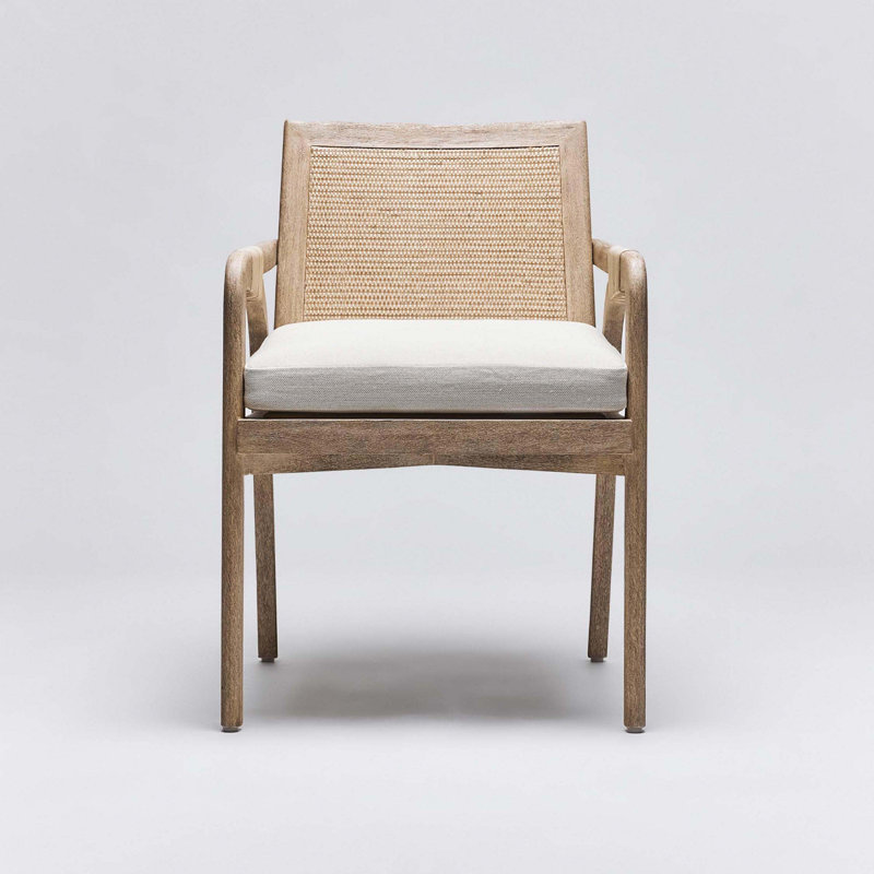 Delray Leather Arm Chair, White Ceruse